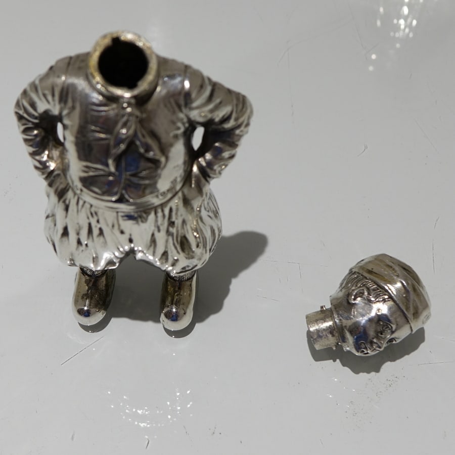 19th Century Antique 800 Standard Silver Pair Figural Novelty Peppers German Circa 1890 - 7