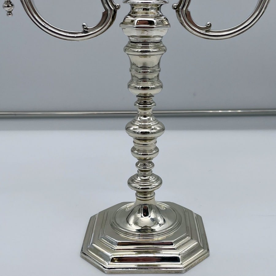 Early 20th Century Modern George V Sterling Silver Pair Candelabra London 1934 Lionel Alfred - 3