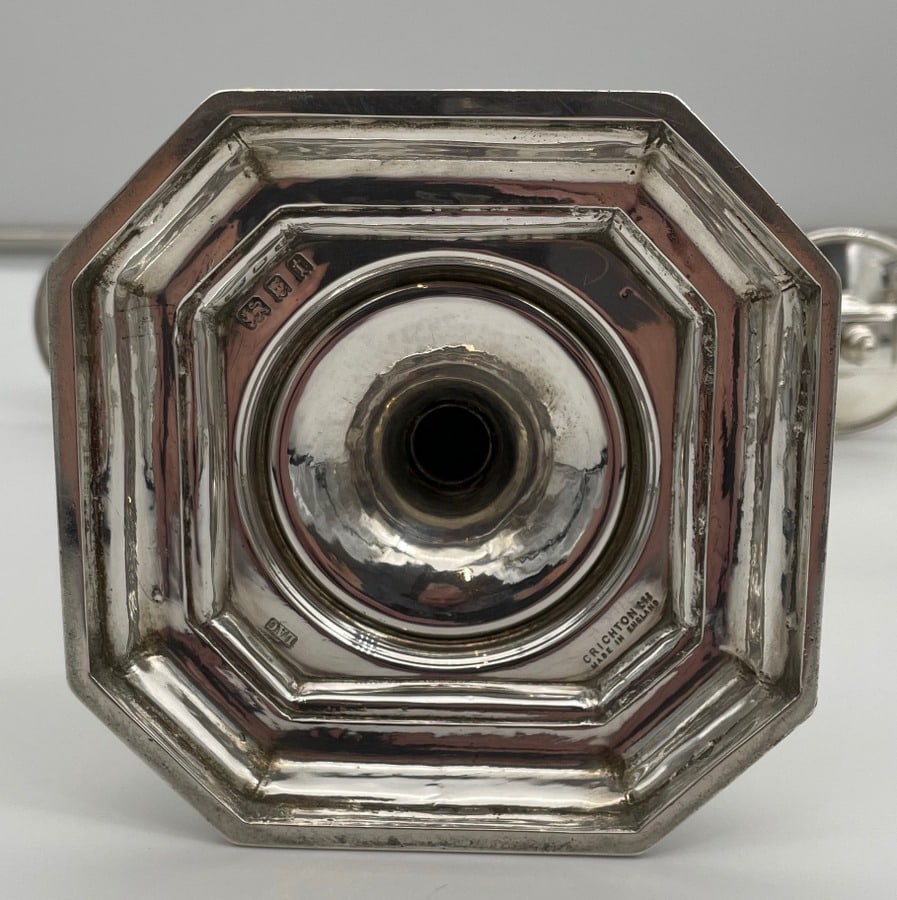 Early 20th Century Modern George V Sterling Silver Pair Candelabra London 1934 Lionel Alfred - 4