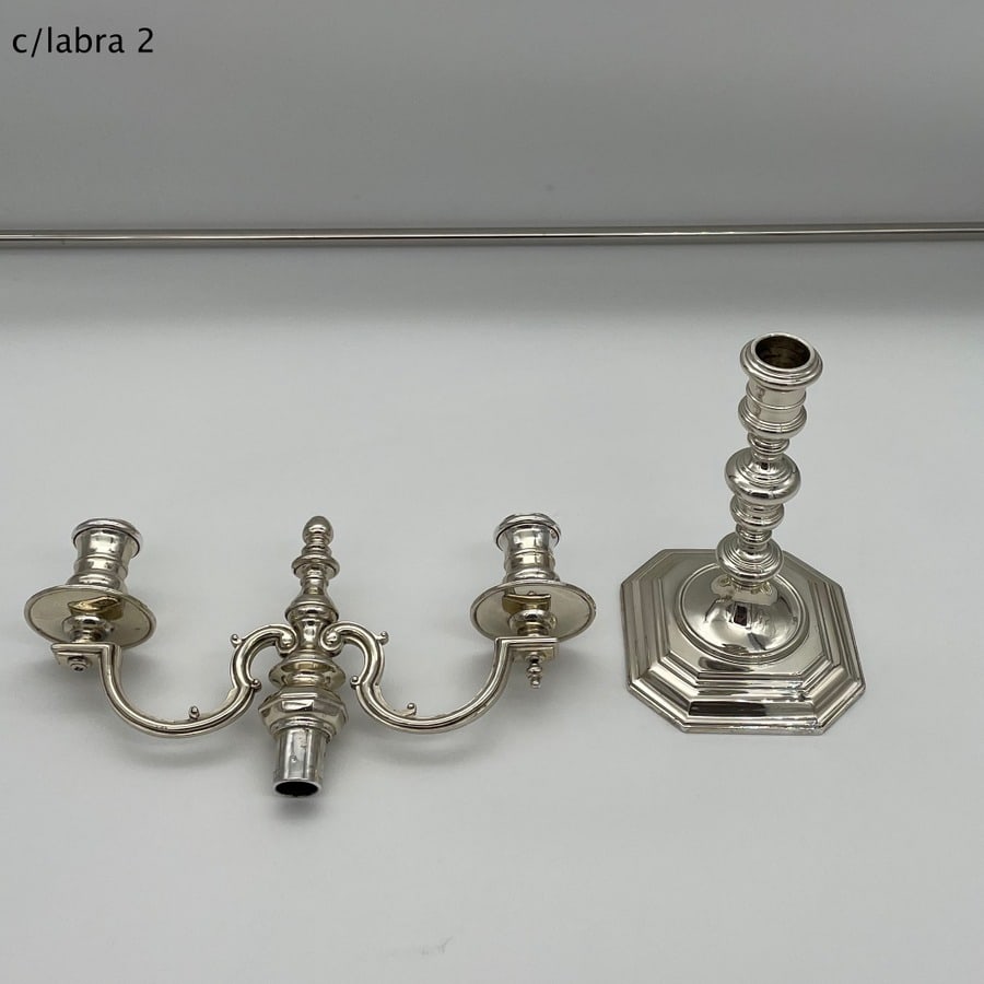 Early 20th Century Modern George V Sterling Silver Pair Candelabra London 1934 Lionel Alfred - 7