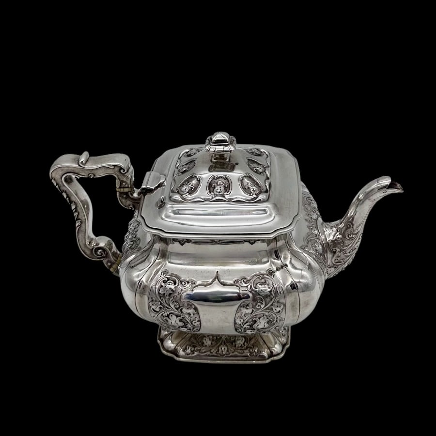 Early 20th Century Antique Edwardian Sterling Silver Three Piece Teaset Glasgow 1901 George Edward & - 3