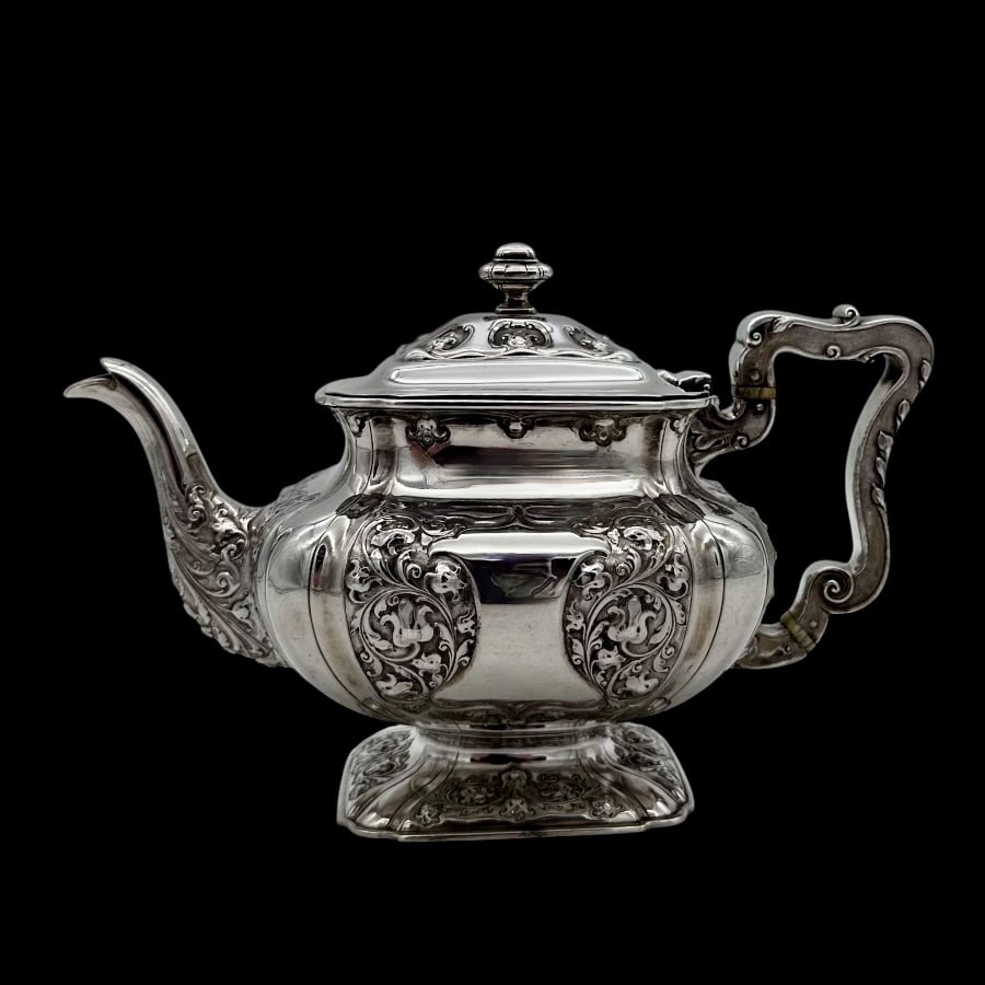 Early 20th Century Antique Edwardian Sterling Silver Three Piece Teaset Glasgow 1901 George Edward & - 4