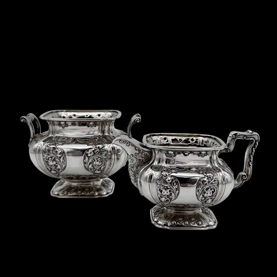 Early 20th Century Antique Edwardian Sterling Silver Three Piece Teaset Glasgow 1901 George Edward & - 8
