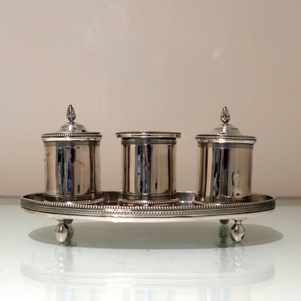 Early 19th Century Antique Spanish Provincial Silver Inkstand Cordoba 1800 Mateo Mtz Moreno: Title:Early 19th Century Antique Spanish Provincial Silver Inkstand Cordoba 1800 Mateo Mtz Moreno Description:Description An elegant and highly collectable early 19th century Spanish provincial plain 