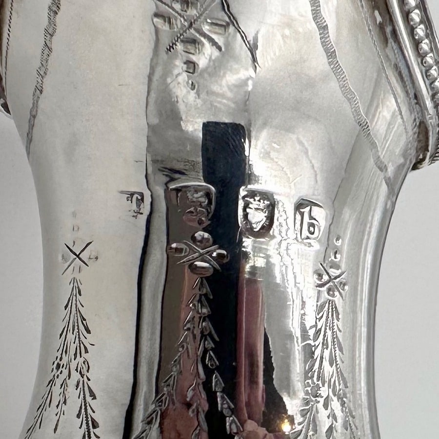 18th Century Antique George III Silver Coffee Jug London 1777 John Carter II - 10