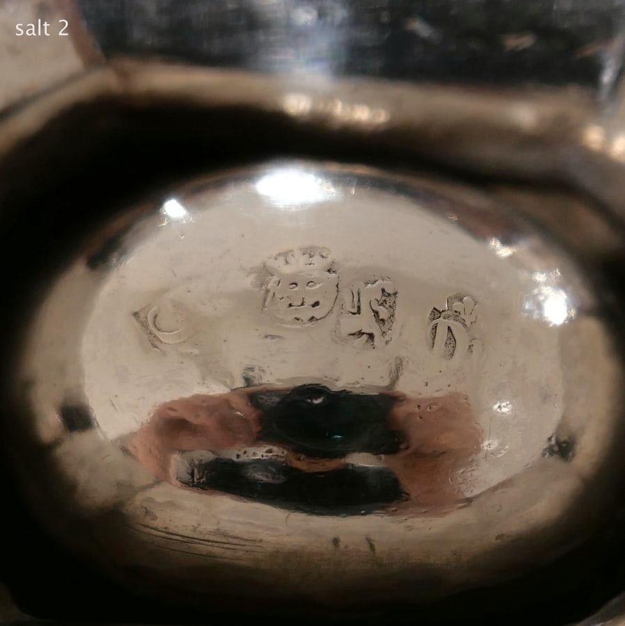 Early 18th Century Antique George I Silver Pair Trencher Salts London 1721/22 Isaac Dighton - 13