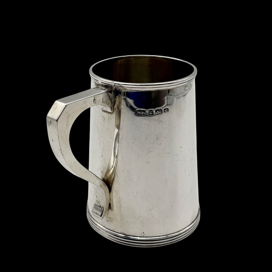 Early 20th Century Antique George V Sterling Silver Pint Mug Birmingham 1917 Hukin & Heath - 6