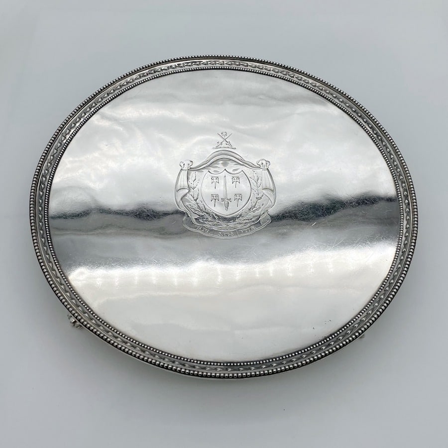 18th Century Antique George III Large Sterling Silver Salver London 1778 John Crouch & Thomas Hannam - 2