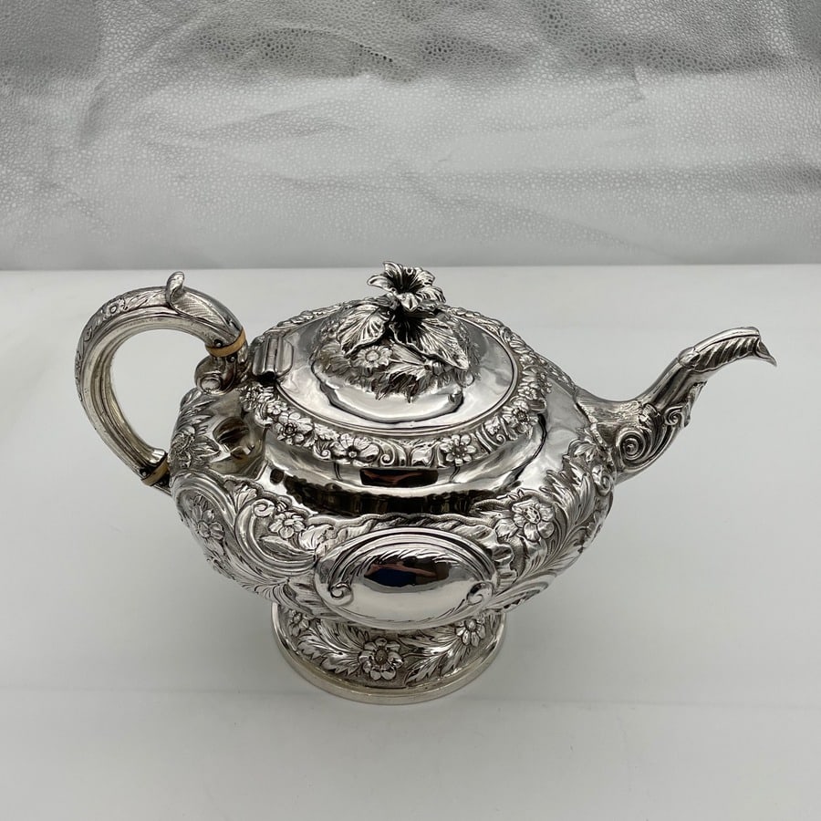 Early 19th Century Antique William IV Sterling Silver Three Piece Tea Set London 1834 John Wakefield - 4