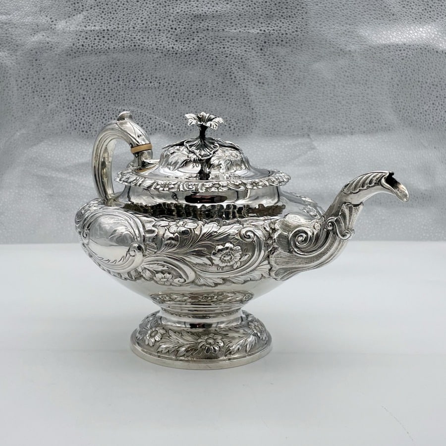 Early 19th Century Antique William IV Sterling Silver Three Piece Tea Set London 1834 John Wakefield - 7