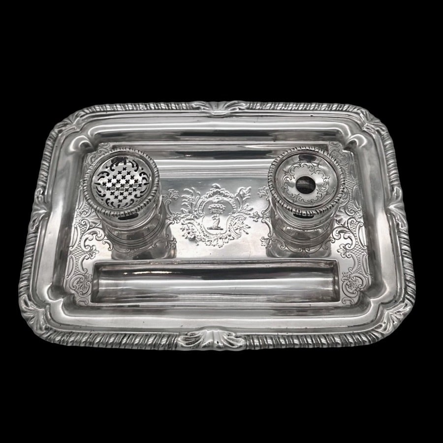 Mid 18th Century Antique George II Silver Inkstand London 1753 Robert Innes - 2
