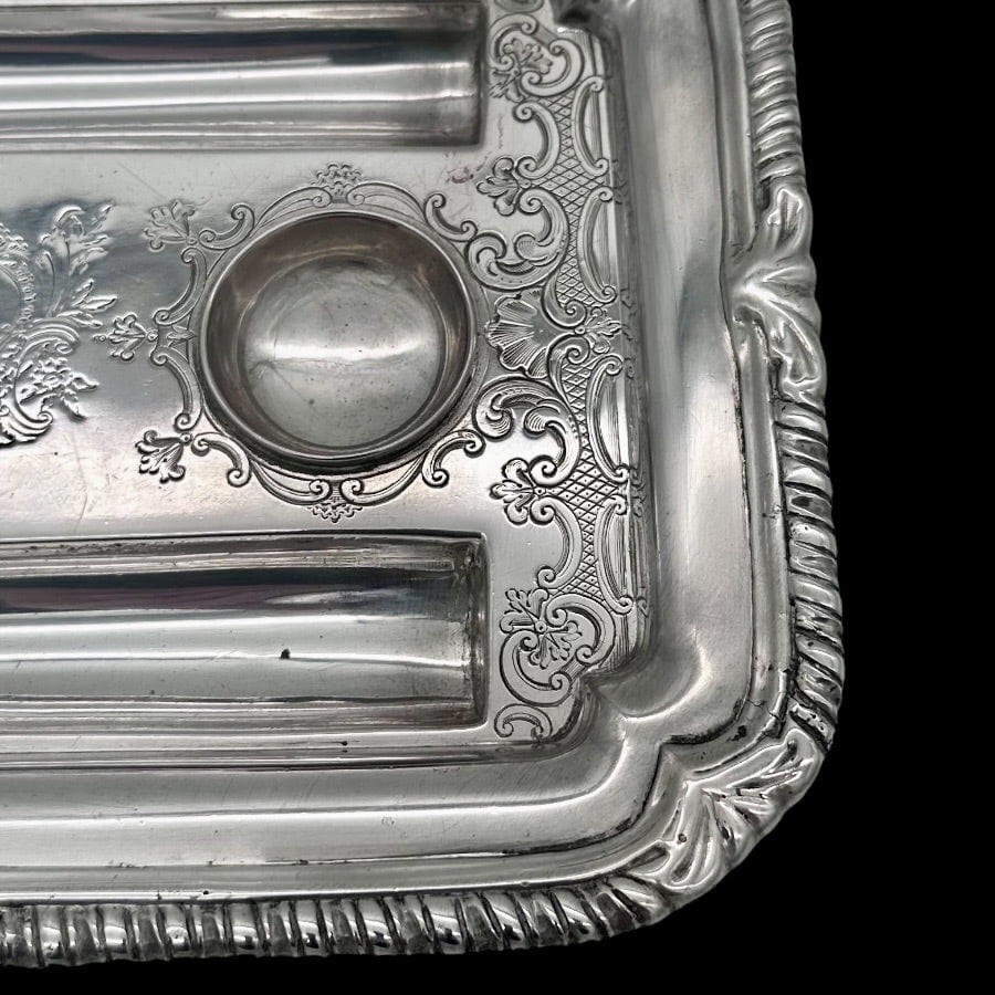 Mid 18th Century Antique George II Silver Inkstand London 1753 Robert Innes - 5