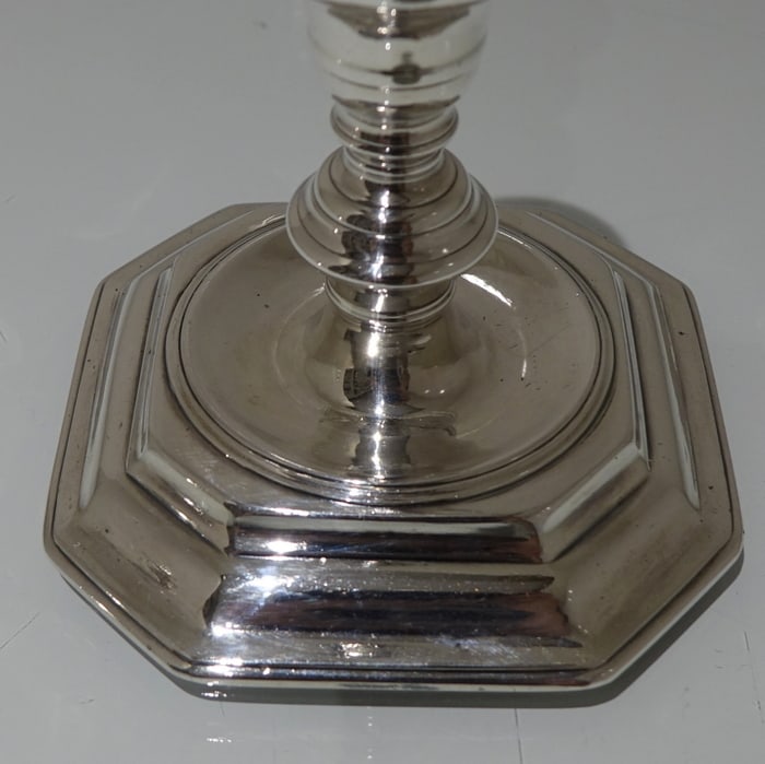 17th Century Antique William & Mary Sterling Silver Pair Candlesticks London 1694 George Bowers? - 7