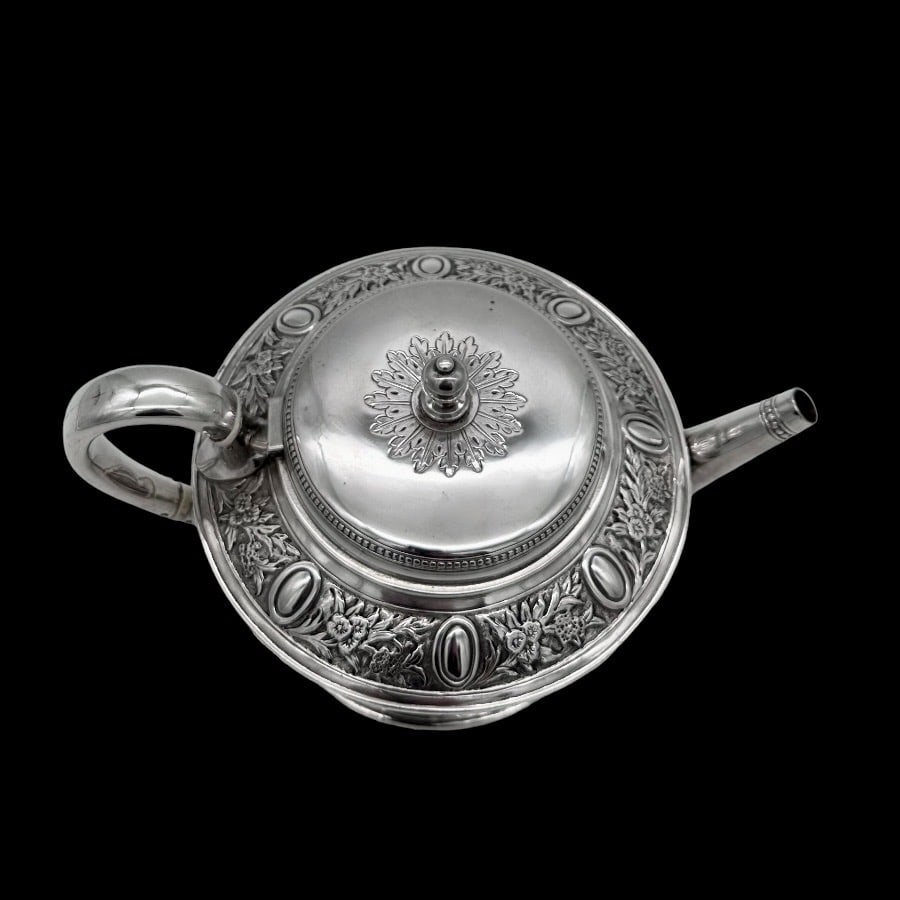19th Century Antique Victorian Sterling Silver Three Piece Bachelor Teaset London 1884 Frederick - 2