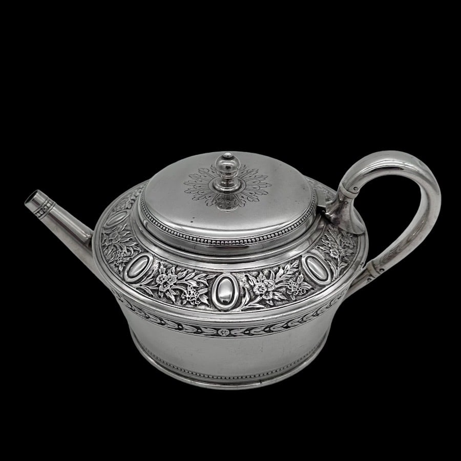 19th Century Antique Victorian Sterling Silver Three Piece Bachelor Teaset London 1884 Frederick - 4