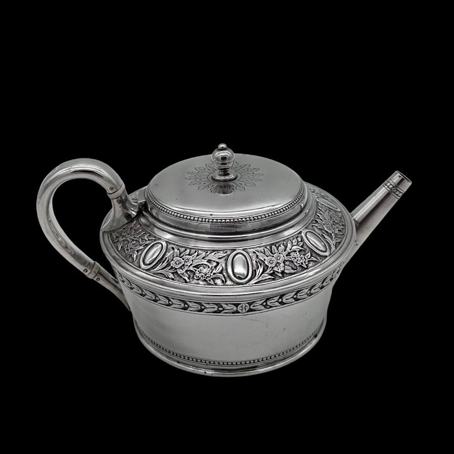 19th Century Antique Victorian Sterling Silver Three Piece Bachelor Teaset London 1884 Frederick - 5