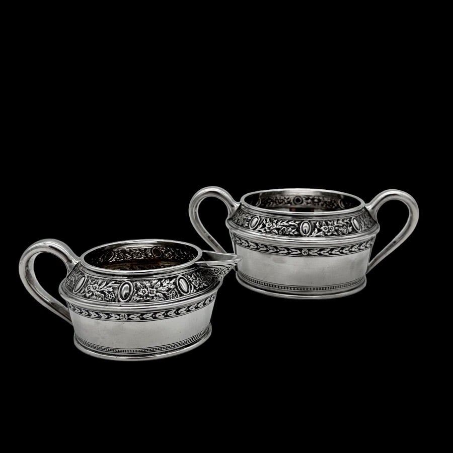19th Century Antique Victorian Sterling Silver Three Piece Bachelor Teaset London 1884 Frederick - 6