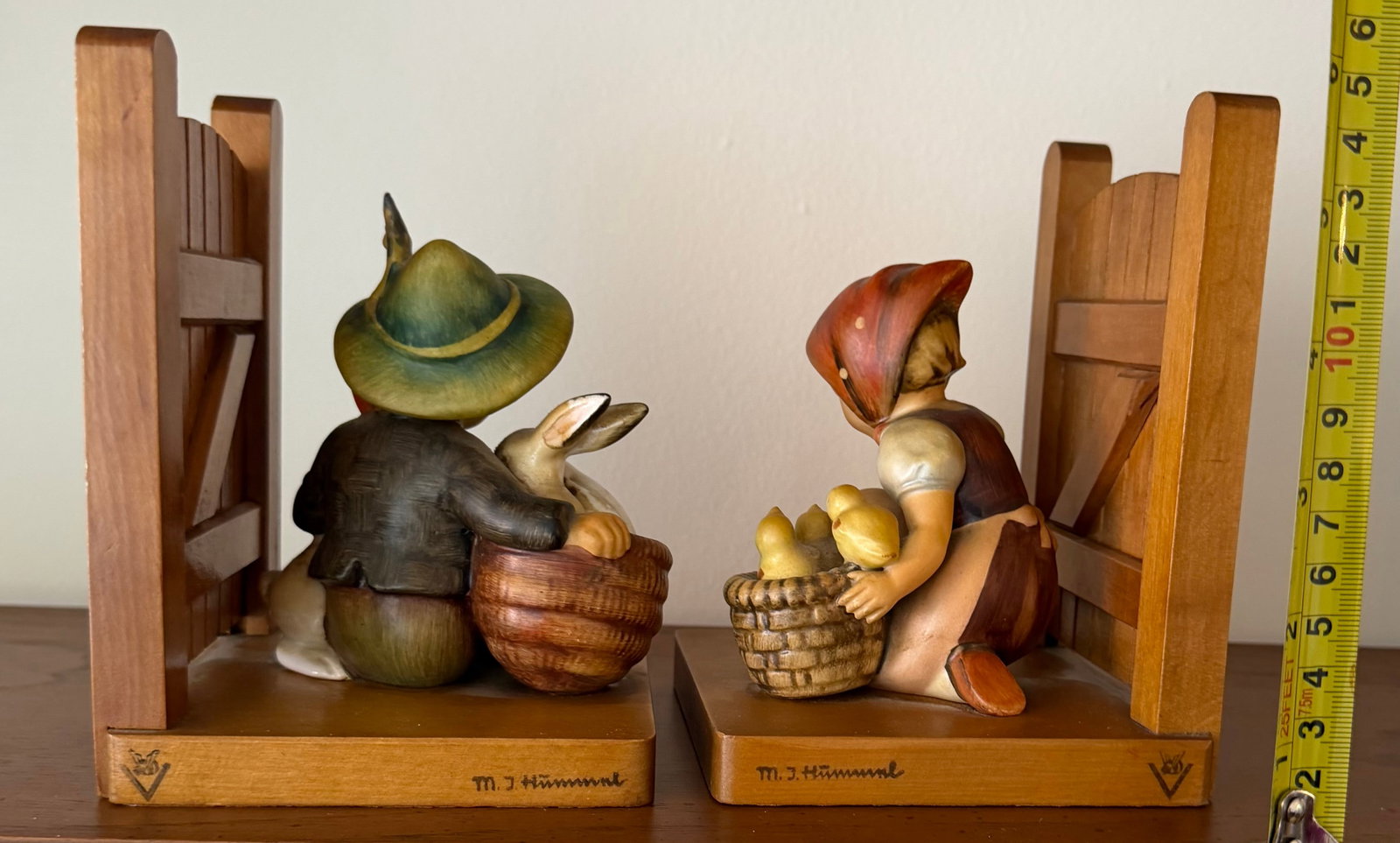 Hummel Goebel Bookends, Boy with Rabbits and Girl with Chicks - 4