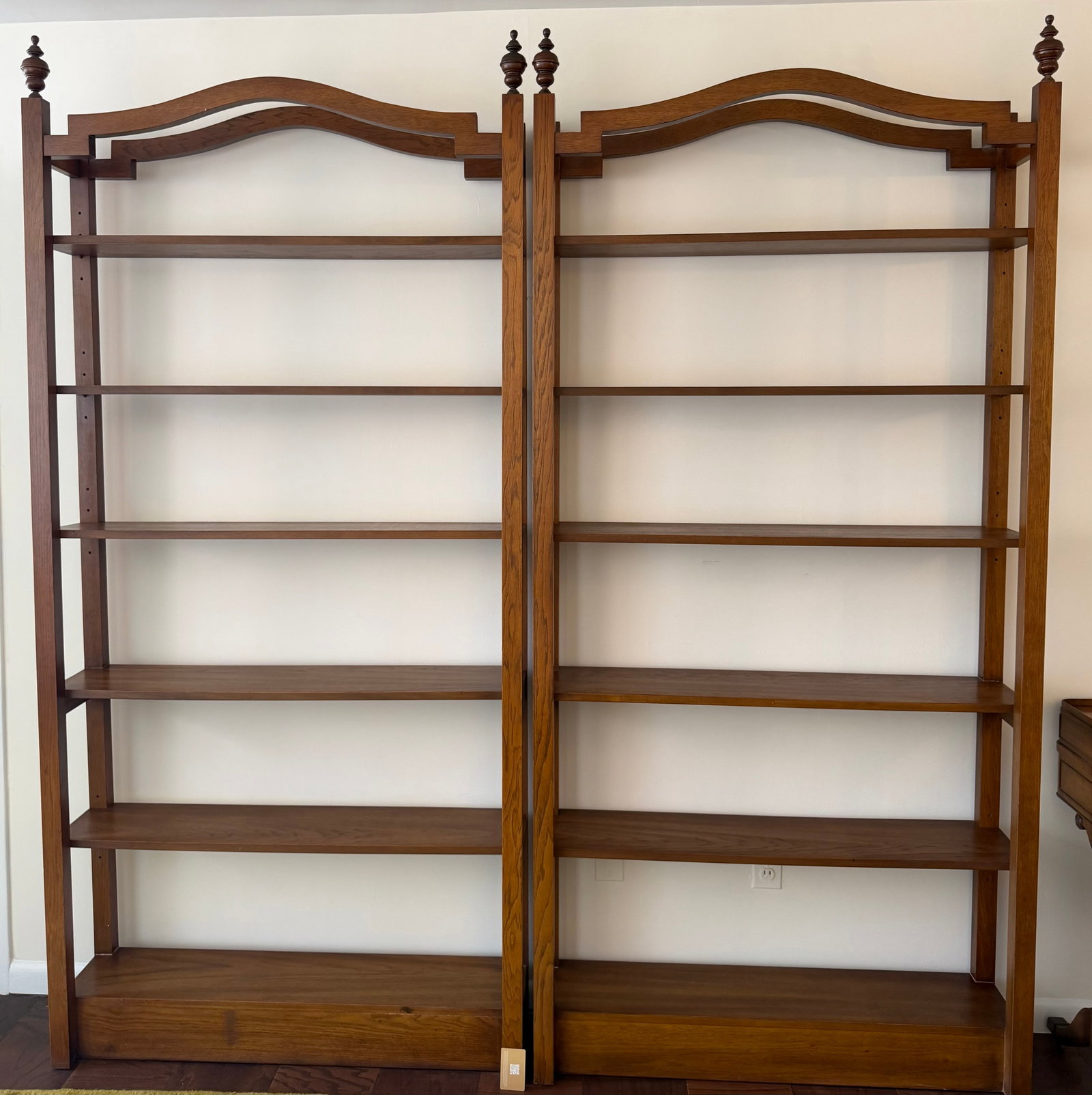 Pair of Traditional Arched Top Wooden Bookcases - 2