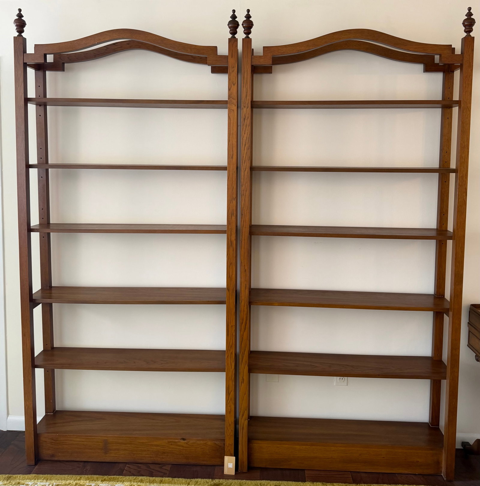 Pair of Traditional Arched Top Wooden Bookcases - 3
