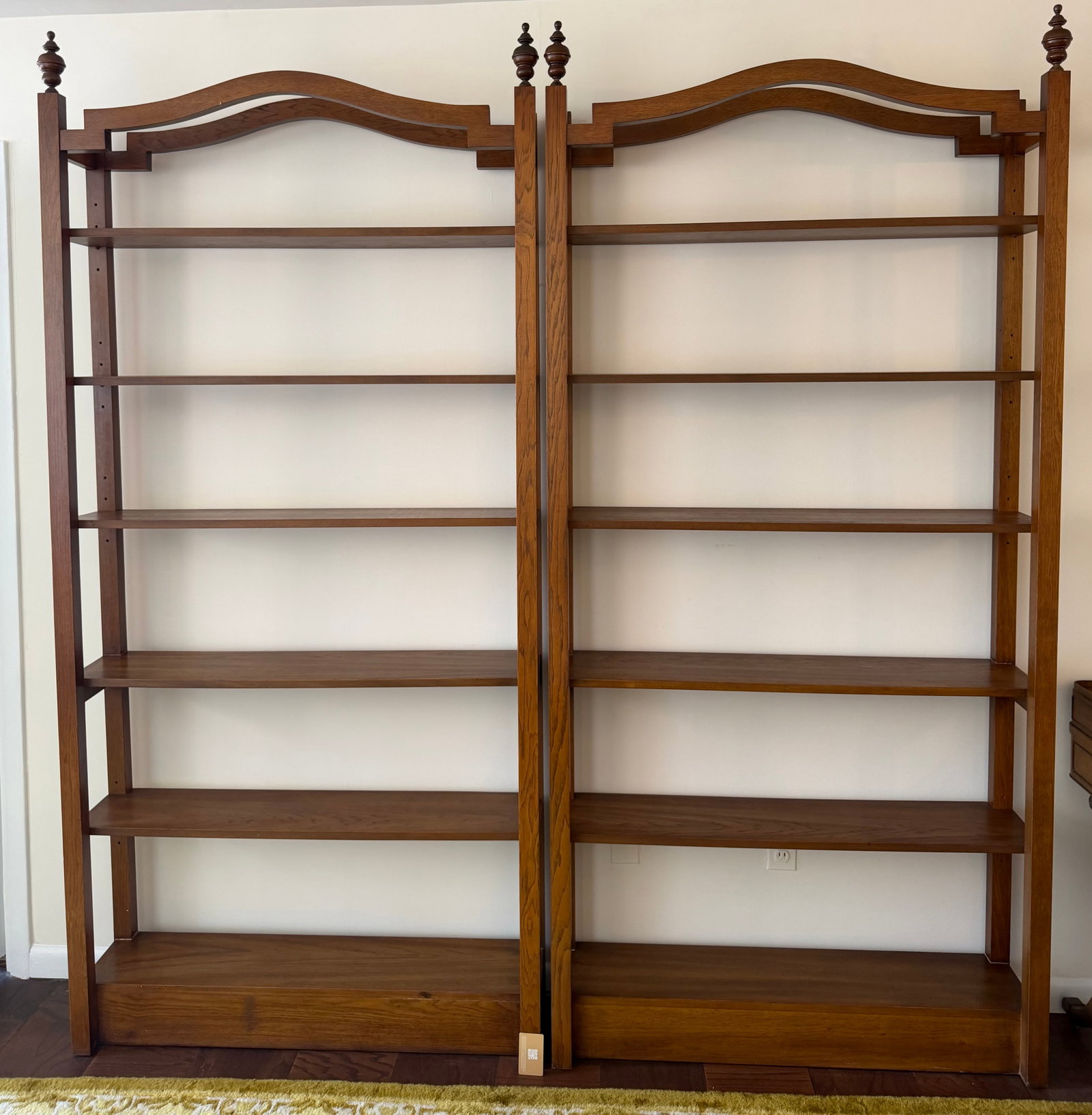 Pair of Traditional Arched Top Wooden Bookcases - 4