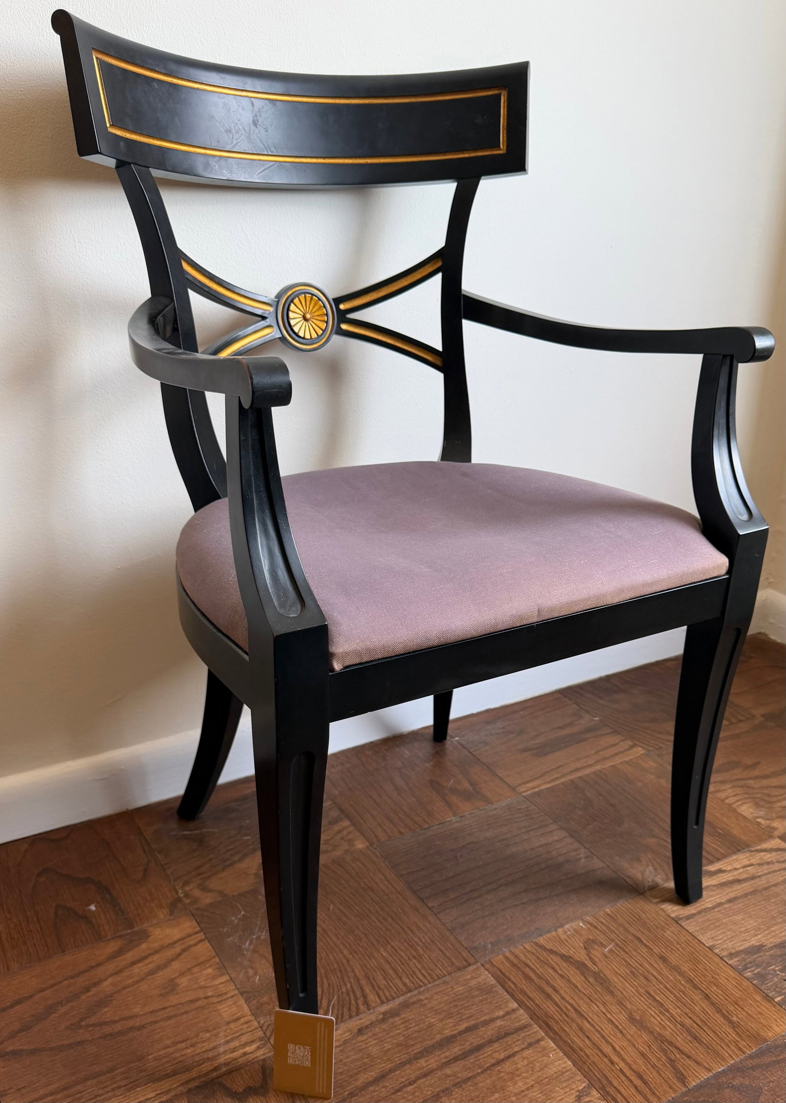 Regency Style Black and Gilt Armchair - 2