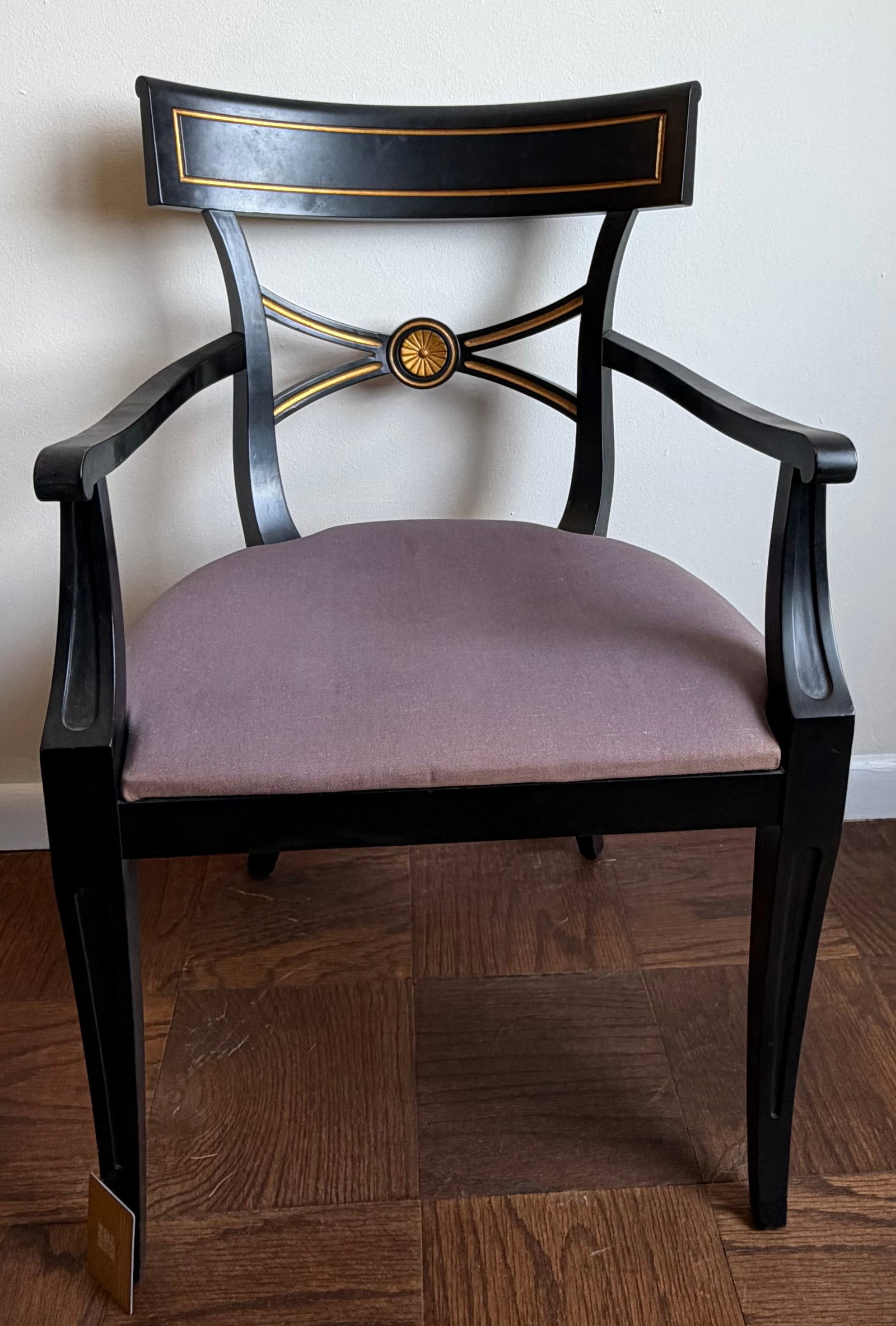 Regency Style Black and Gilt Armchair - 3