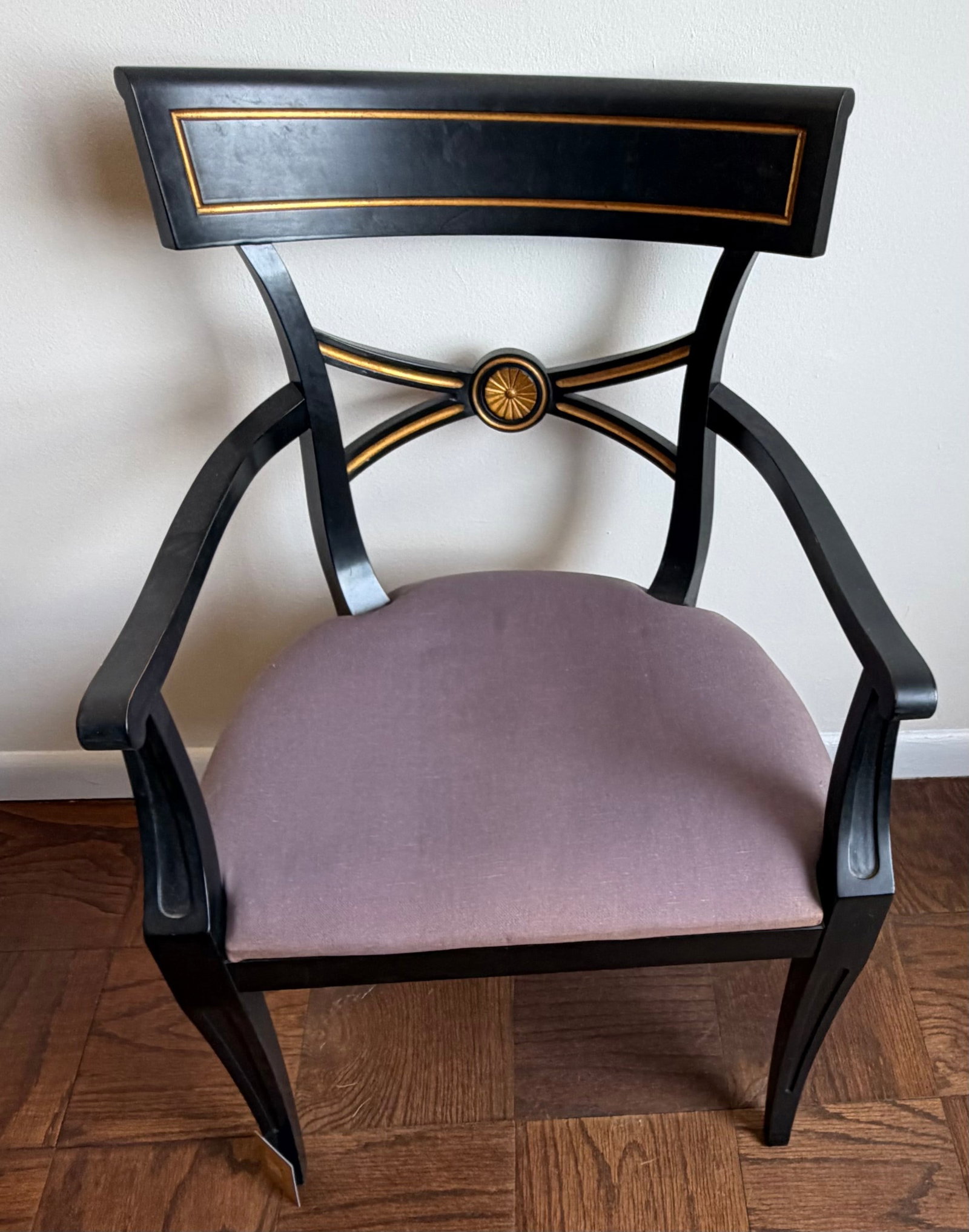 Regency Style Black and Gilt Armchair - 4