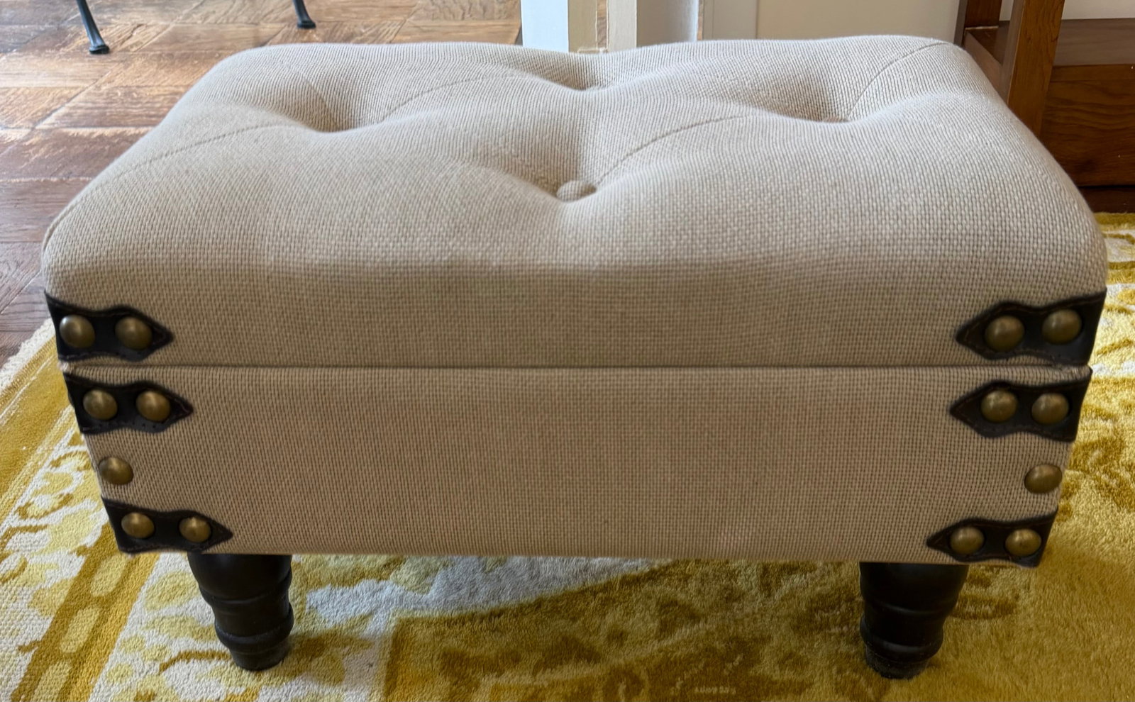 Tufted Upholstered Storage Ottoman with Nailhead Trim - 2
