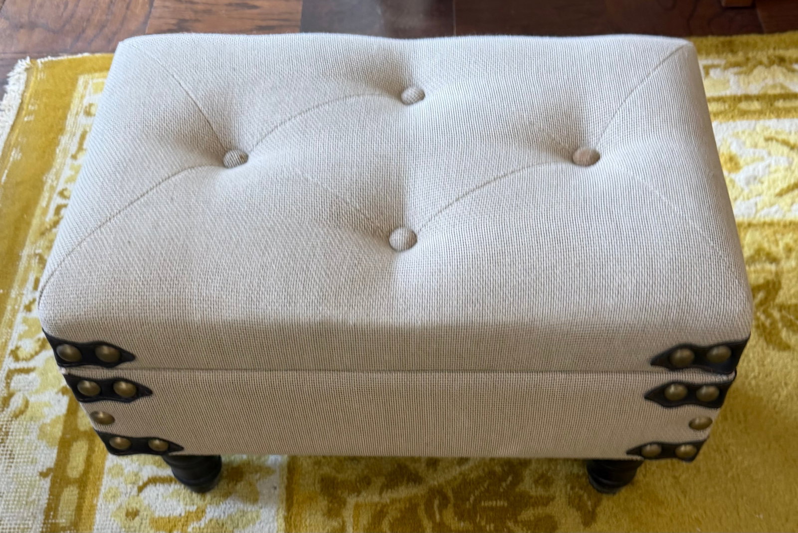 Tufted Upholstered Storage Ottoman with Nailhead Trim - 4
