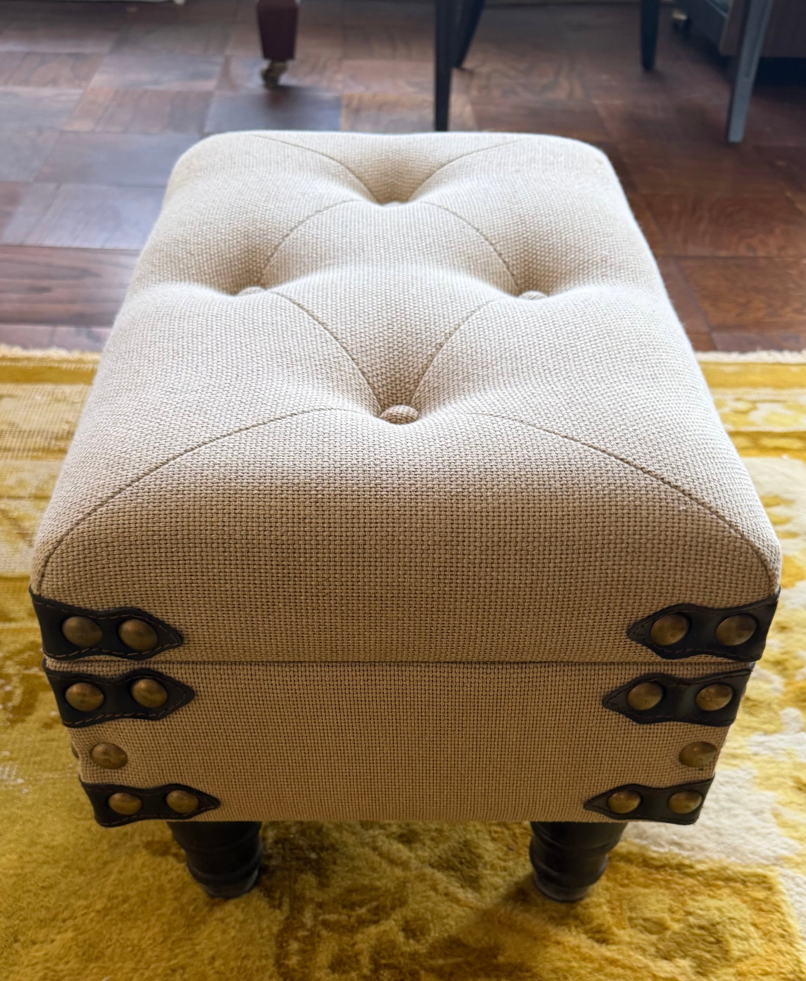 Tufted Upholstered Storage Ottoman with Nailhead Trim - 5