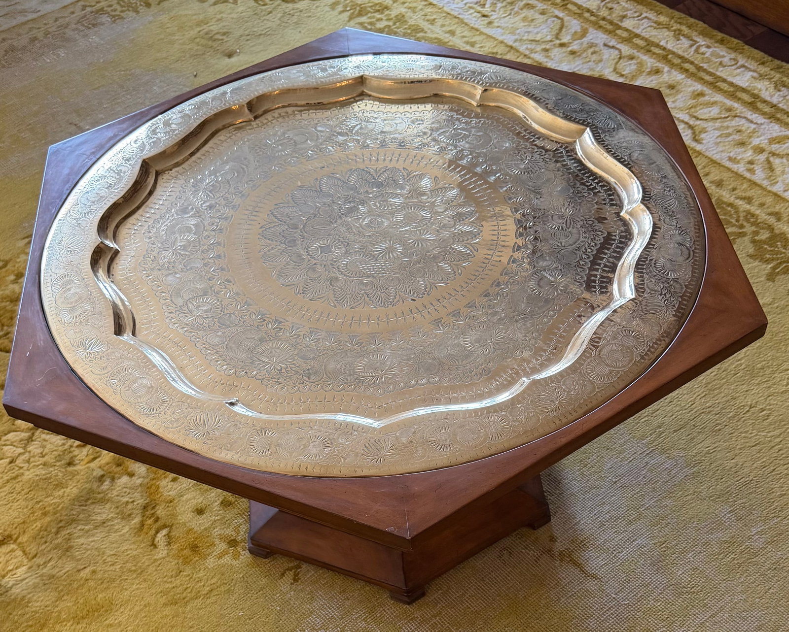 Moroccan-Style Brass Tray-Top Occasional Table - 5