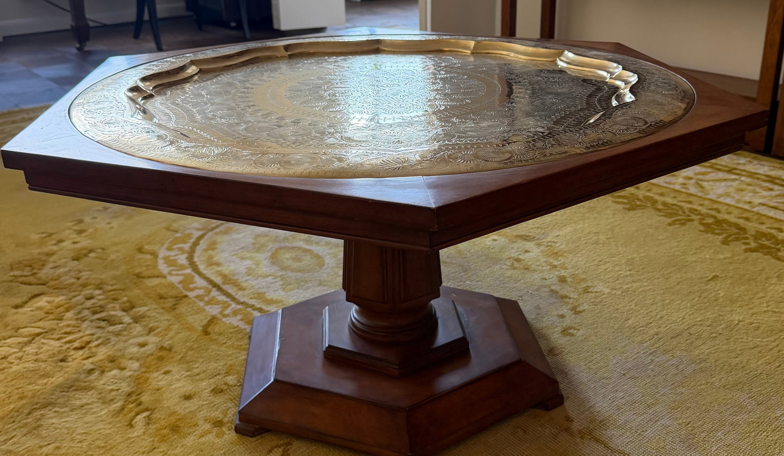 Moroccan-Style Brass Tray-Top Occasional Table - 6