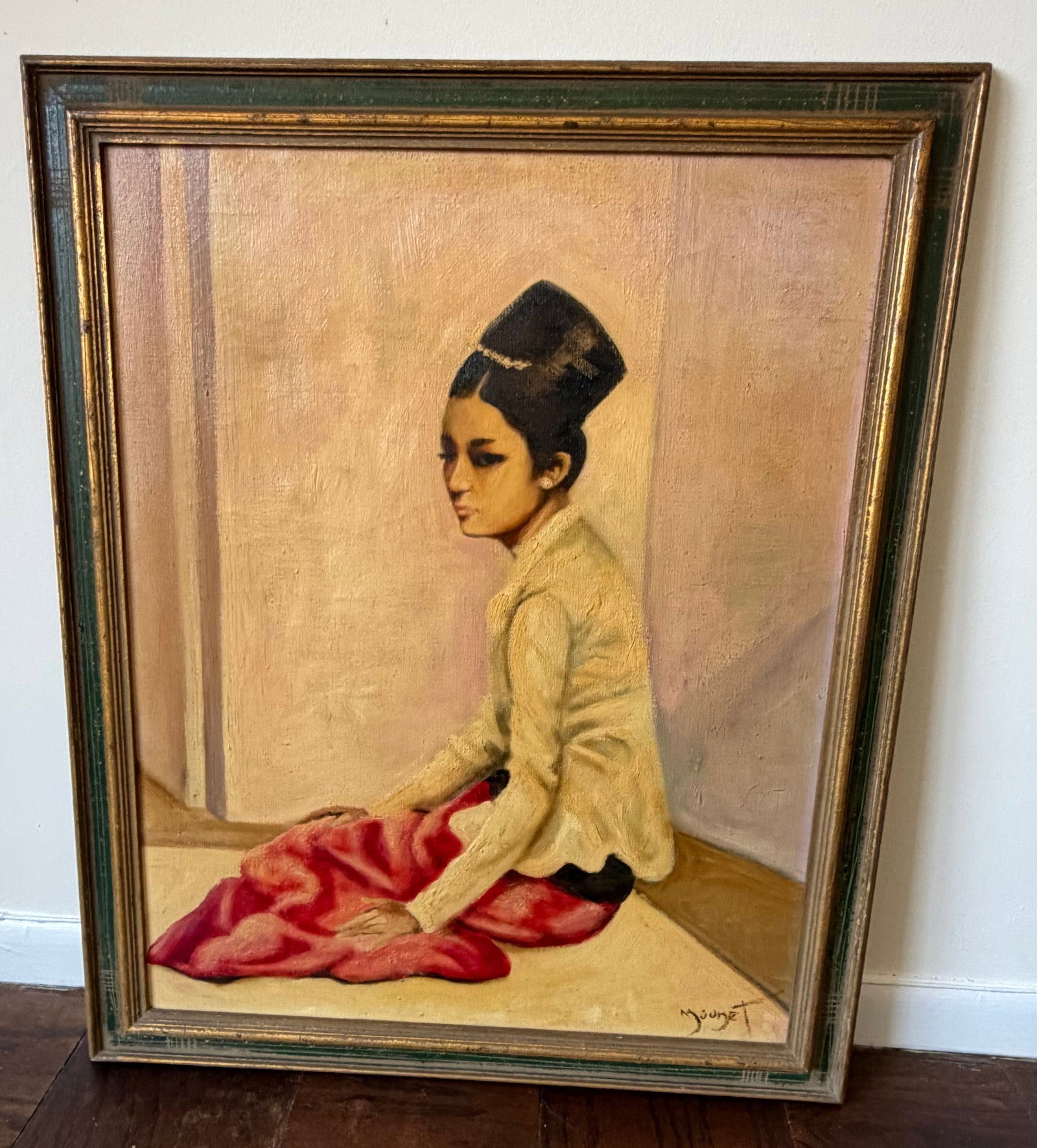 Mid-20th Century Portrait of a Seated Woman, Signed "Mouret" - 2