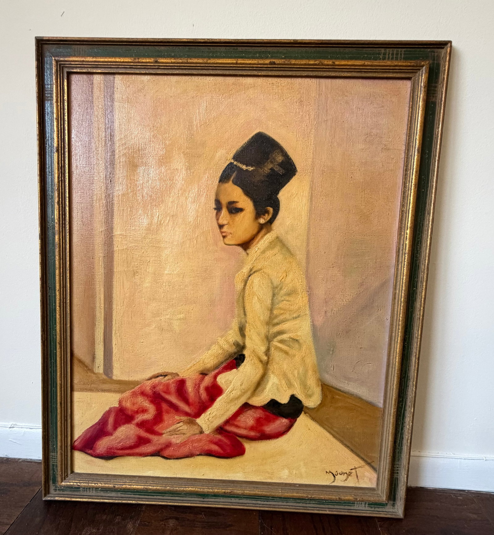 Mid-20th Century Portrait of a Seated Woman, Signed "Mouret" - 3