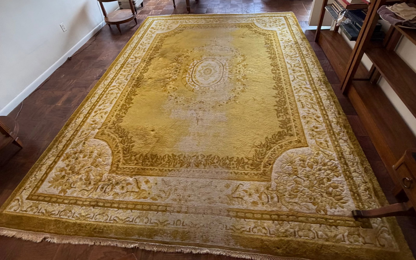 Large Traditional Gold & White Area Rug - 2