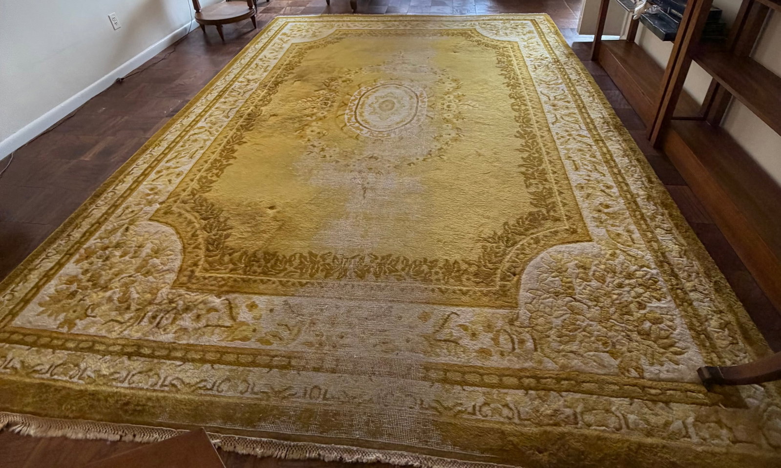 Large Traditional Gold & White Area Rug - 4