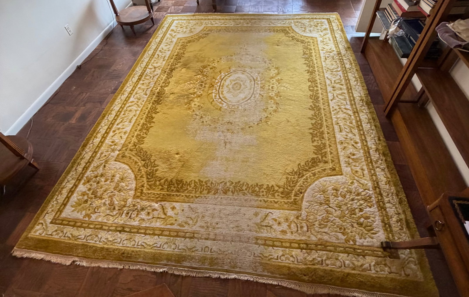 Large Traditional Gold & White Area Rug - 5