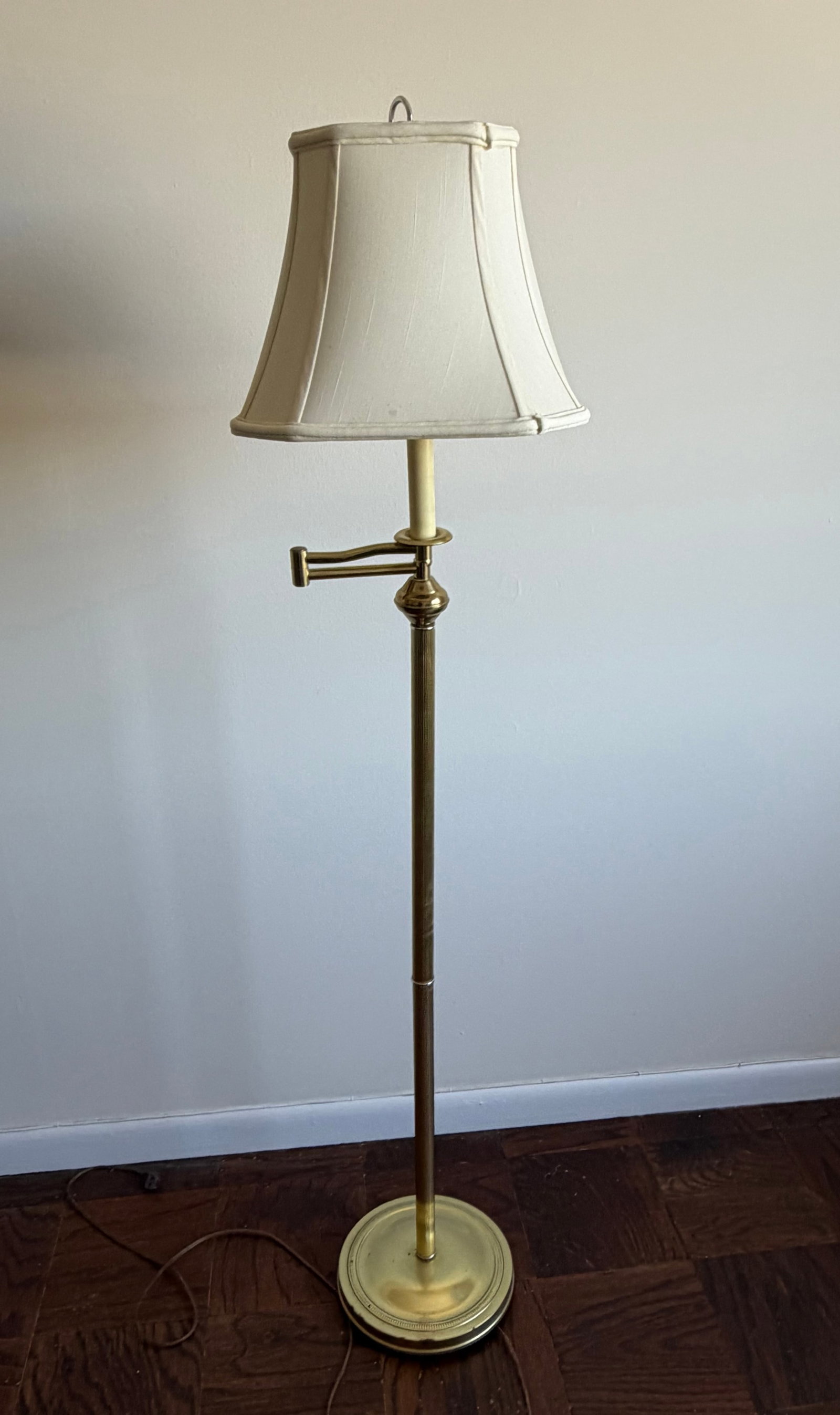 Adjustable Brass Floor Lamp with Empire Shade - 2