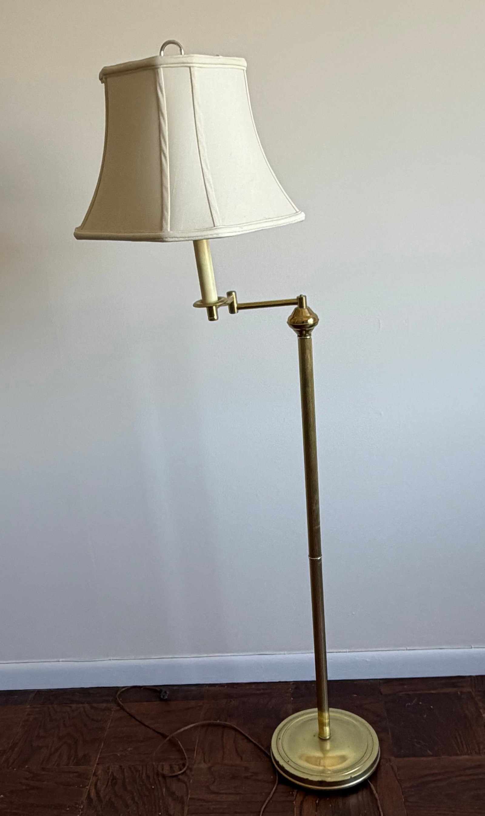 Adjustable Brass Floor Lamp with Empire Shade - 3
