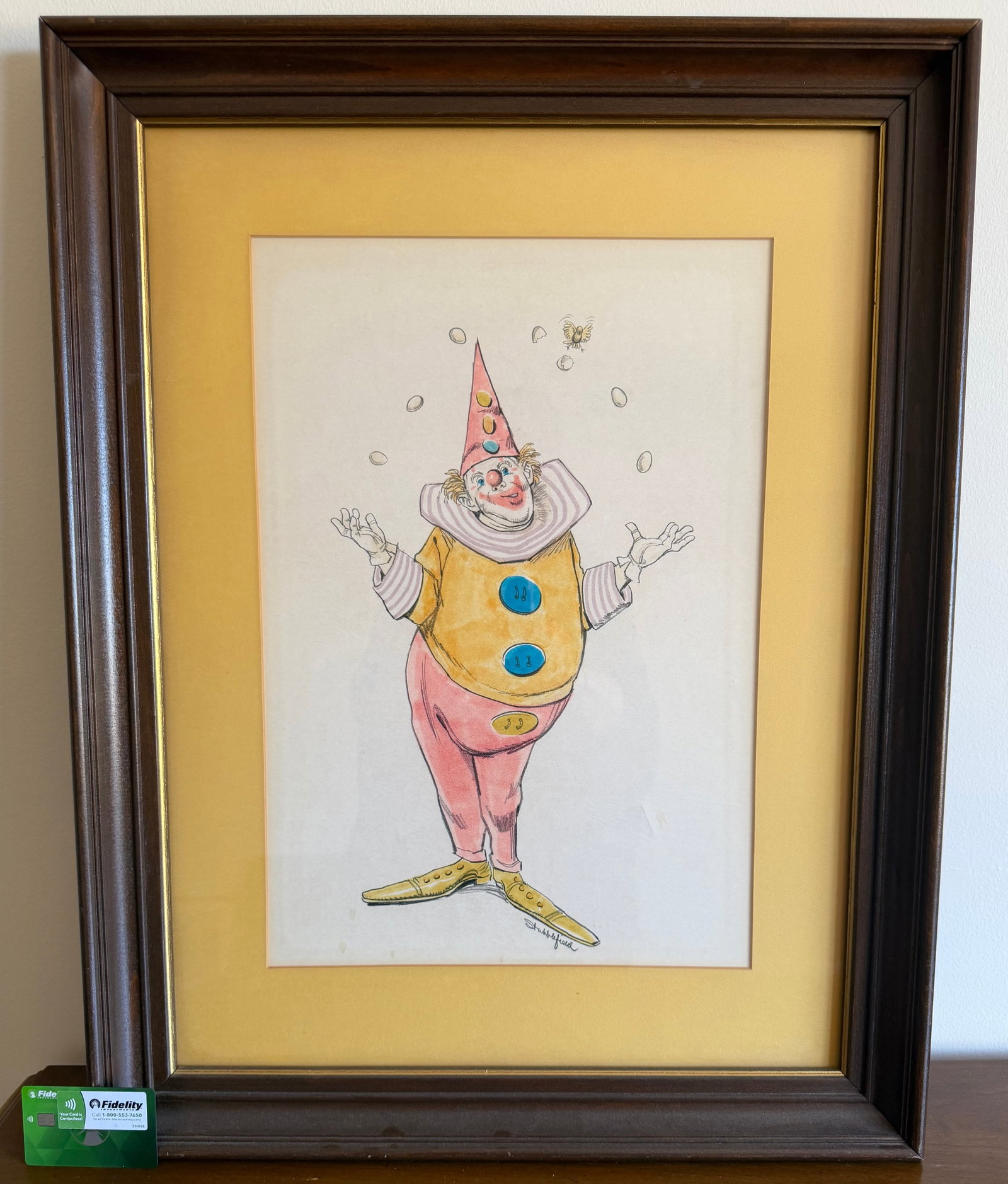 Signed Vintage "Juggling Clown" Watercolor Painting - 2