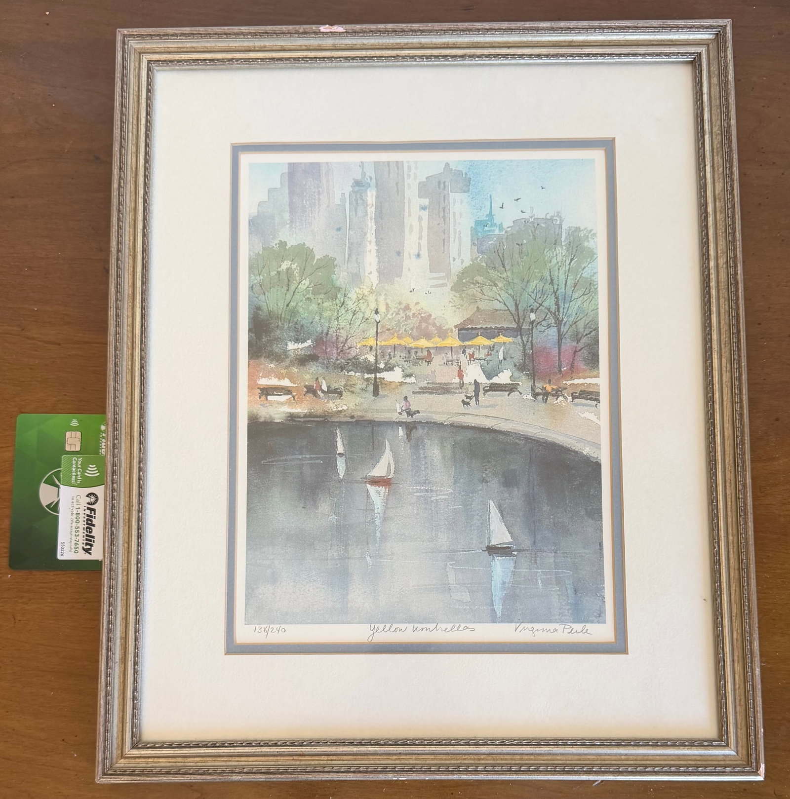 Yellow Umbrellas Central Park Lake Watercolor Print - 2