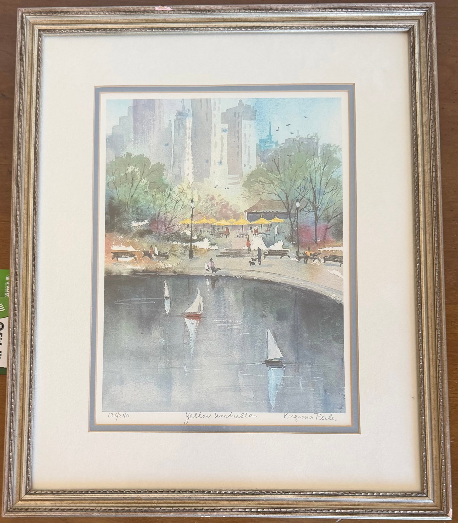 Yellow Umbrellas Central Park Lake Watercolor Print - 3