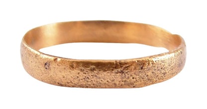 VIKING WEDDING RING 9TH-11TH CENTURY AD, SIZE 10 1/4: Title: VIKING WEDDING RING 9TH-11TH CENTURY AD, SIZE 10 1/4 Description: Late 9th-early 11th century AD. Size 10 1/4. 53.7mm low rounded face band. Light surface texture from burial. Vikings exchanged