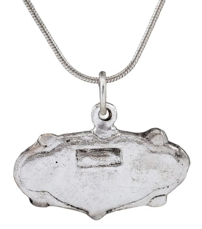 FINE VIKING HEART PENDANT 900-1050 AD: Title: FINE VIKING HEART PENDANT 900-1050 AD Description: Just under 1 ¼” (1.21”)” width, made by the open face mold method. Broad cusped form with nubs at the quarter points an