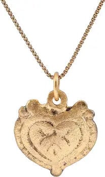 ANCIENT VIKING HEART PENDANT NECKLACE, C.850-1050 AD: Title: ANCIENT VIKING HEART PENDANT NECKLACE, C.850-1050 AD Description: Iconic cusped heart form with beaded outer edge flanking a broad bordered central heart. A heart within a heart! The center wit