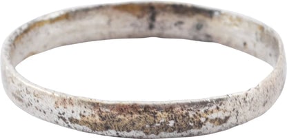 ANCIENT VIKING WEDDING RING C.1000 AD, SIZE 9 1/4: Title: ANCIENT VIKING WEDDING RING C.1000 AD, SIZE 9 1/4 Description: 10th-11th century AD. Silvered bronze, size 9 1/4, 2.6mm width, with rounded face. Surface textured from burial. Vikings exchanged