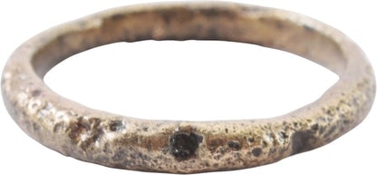 RARE VIKING BEARD RING, 900-1050 AD: Title: RARE VIKING BEARD RING, 900-1050 AD Description: Gilt bronze, round, of round section, 2.5mm thick, 0.63" inside diameter, 0.77" outside. The use of beard rings by Viking warriors is well docum