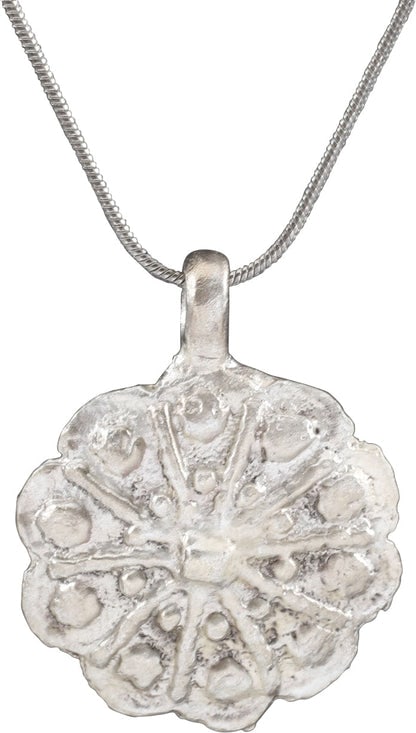 ROMAN WHEEL OF FORTUNE AMULET NECKLACE, 3RD-6TH CENTURY: Title: ROMAN WHEEL OF FORTUNE AMULET NECKLACE, 3RD-6TH CENTURY Description: The Wheel of Fortune (Rota Fortuna) is one of the most enduring of ancient philosophical or religious concepts. It was pivot