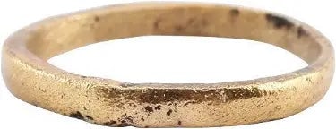 VIKING GILT BRONZE HAIR OR BEARD RING, 866-1067 AD: Title: VIKING GILT BRONZE HAIR OR BEARD RING, 866-1067 AD Description: Gilt bronze, 2.2mm thick with rounded face. 0.53" inside diameter, 0.61 outside. The 24karat gold surface renewed. Jewelry gift b
